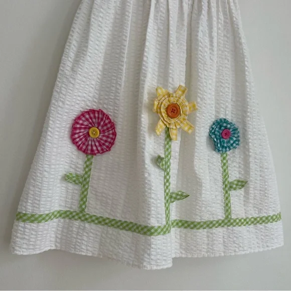 Vintage Seersucker Flower Sundress - Picture 2 of 4